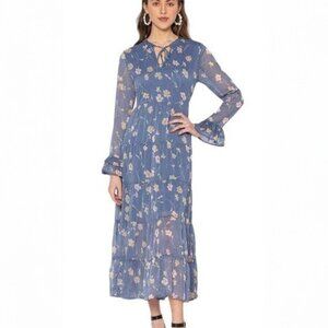EUC Patrons Of Peace Blue floral print maxi dress | M